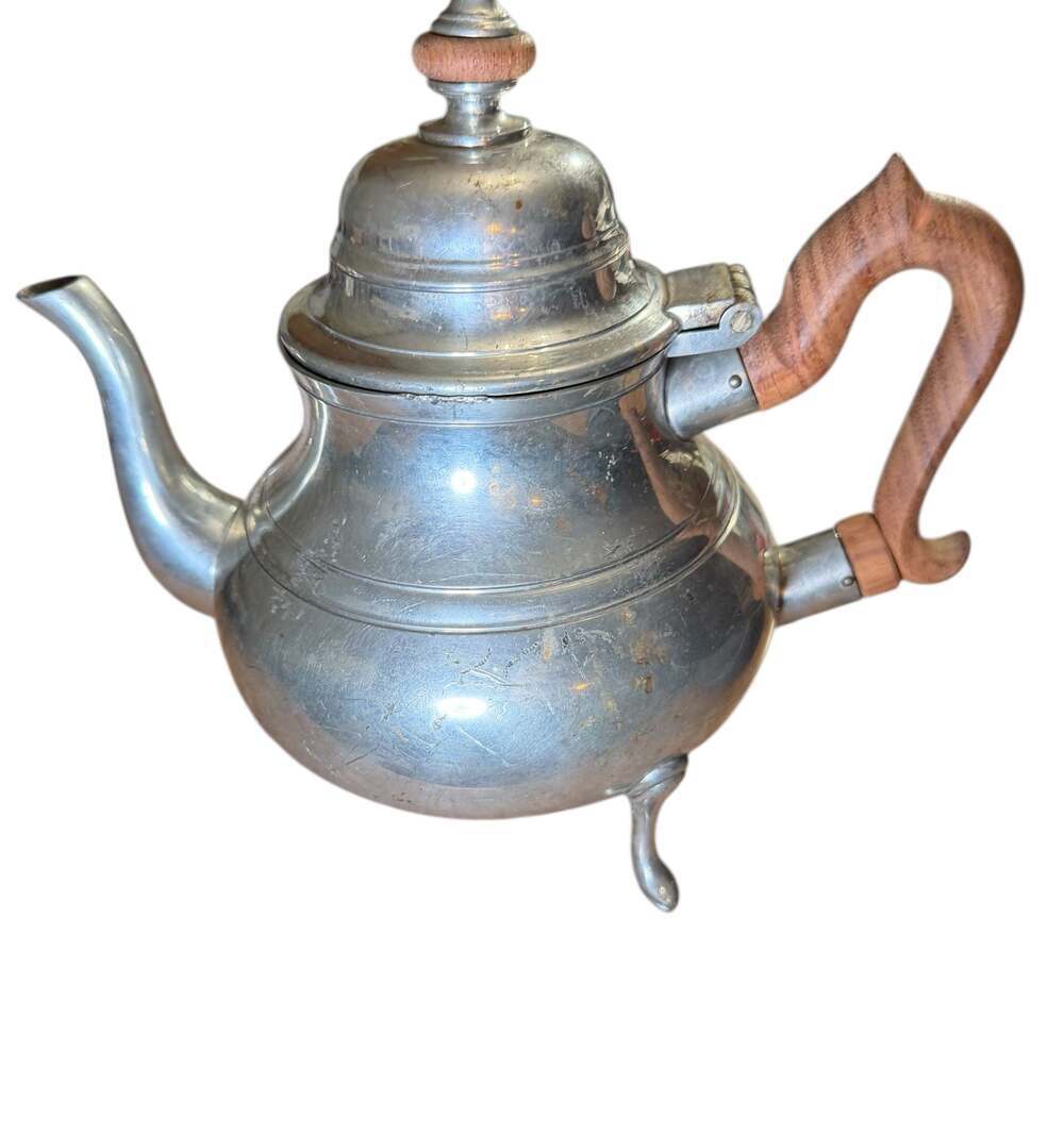 Wilton Armetale Pewter Coffee Tea Pot Wooden Handle Footed Vintage USA